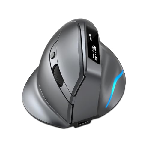 Lefon ワイヤレスマウス 縦型 無線 腱鞘炎防止 人間工学 マウス 1000/1600/2400/3200 4段階DPI調節可 OLEDディスプレイ バッテリー残量提示 USB 充電式 8ボタン 光学式 静音 小型 Windows/MacOS 対応 VMOUSE26