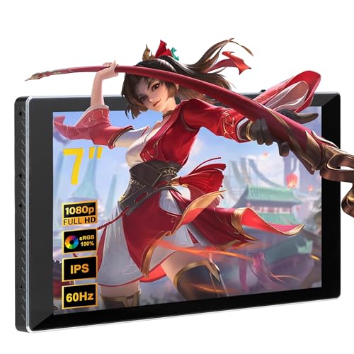 wisecoco 7インチ ポータブルモニター 1080P FHD 60Hz ミニポケット タッチスクリーンディスプレイ USB C HDMI 超薄型 軽量 IPS セカンドスクリーン ゲーム Raspberry Pi 5/4 PC/ノートパソコン/PS5/XBOX/Switch用 R070F02T