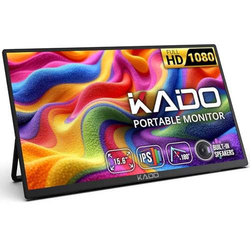 Kado 15.6インチ FHD ポータブルモニター ノートパソコン用 1080p セカンドディスプレイ IPS 1920x1080 HDMI USB-C ノートパソコン スクリーンエクステンダー 180°キックスタンド PC Mac Dex タブレット Xbox PS4/PS5 Switch用 K165W-FPN1