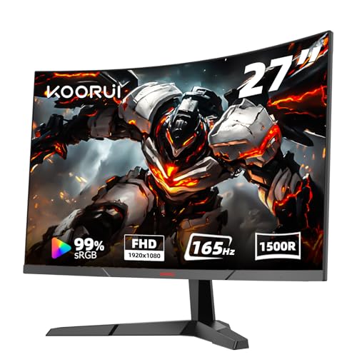 KOORUI 27E6CA ゲーミング 湾曲 モニター 液晶サイズ27inch パネルFast VA 解像度1920×1080 リフレッシュレート180Hz 応答速度1ms