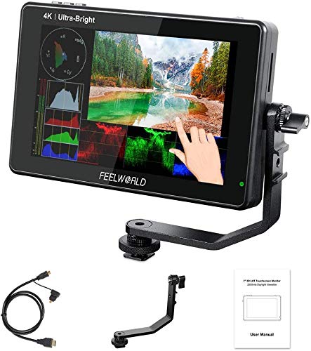 FEELWORLD LUT7 7インチ フィールドモニター 超高輝度 2200nit カメラビデオ モニター タッチスクリーン 3D LUT 4K HDMI 入力/出力 ンチタッチフルHD 1920x1200 IPS、波形図ベクトル図ヒストグラム 超多用途の組み合わせ【一 日本語設定可能】 LUT7-JPG