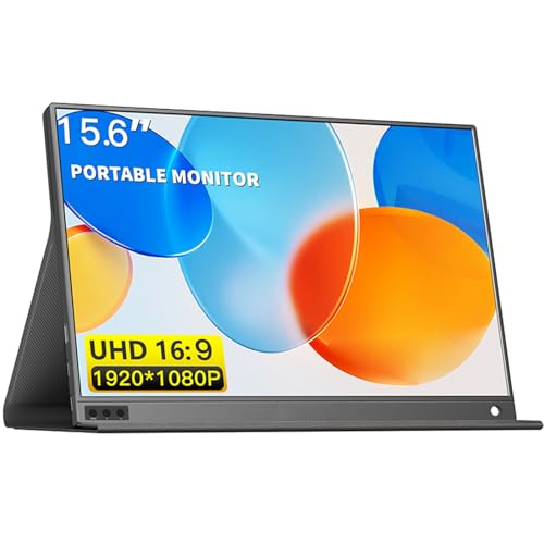 Docooler ポータブルモニター - 15.6インチ スリムコンピュータディスプレイ ゲーム用外部モニター フルHD 1080P USB Type-C HDMI IPSスクリーン カバー付き 60Hz 63% sRGB デュアルスピーカー トラベルノートパソコン、ゲームプレイ用 HOJ5998833009521DP