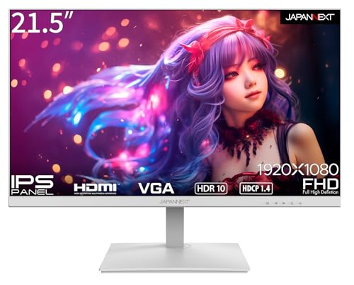 JAPANNEXT 21.5インチ モニター フルHD 1920x1080解像度 IPS ディスプレイ (HDMI/スピーカー内蔵/VESA対応/ブルーライトカット) JN-IPS215FHDR-W