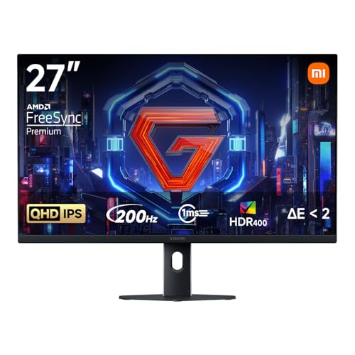 xiaomi シャオミ Xiaomi モニターG27Qi 2026 ディスプレイ 27インチ フルHD Fast IPS LCD 200HZ 1msGTG FreeSyncプレミアム 2560x1440 デュアル広色域 HDR400 400nitsの高輝度 sRGB100% DCI-P3 95% TÜV低ブルーライト DP 1.4x2 HDMI 2.0x2 広角178° 2026 新モデル G27Q 2026