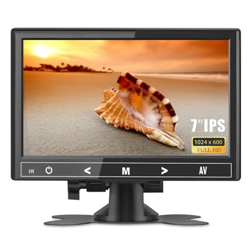 Haiway 7インチ ミニモニター 1024X600 IPSディスプレイスクリーン 小型 HDMIモニター VGAモニター PC/CCTV/Raspberry PI セキュリティカメラ/ゲーム用 スピーカー&イヤホンジャック内蔵 リモコン付き