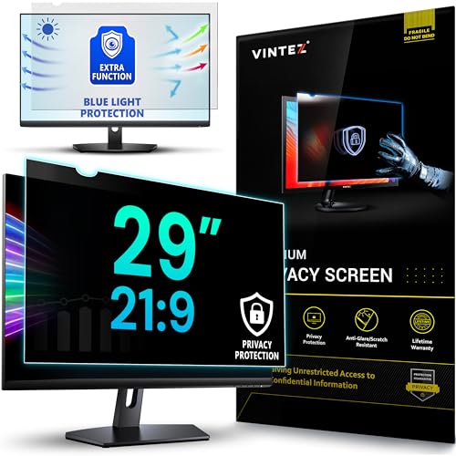 VINTEZ 29.0インチ（斜めに測定された）コンピュータプライバシースクリーンフィルター - ワイドスクリーンモニターのためのアンチスクラッチ、アンチグレアプロテクター - 21：9アスペクト比 0-21