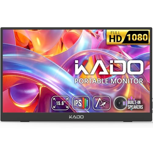 Kado 15.6インチ 1080p FHD ウルトラスリムノートパソコンモニター 1920x1080、IPSセカンドディスプレイ調整可能キックスタンド、PC、Mac、電話、Xbox、PS5、USB-C、HDMI接続用スクリーンエクステンダー K165W-FP1T.2