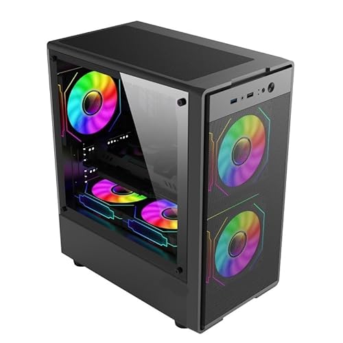 MATX ゲーミング と互換性あり、強化ガラスサイドパネルメッシュエアフローデザイン、USB 3.0 ポート付き(Black) CICEUOEBC-08D00123