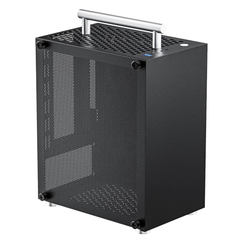 RGEEK ミニITX 、SFX SFX-L PSU、70mm CPUクーラー & 206mm GPU対応 ポータブル小型フォームファクター 取り外し可能なハンドル付き、ブラック PS102