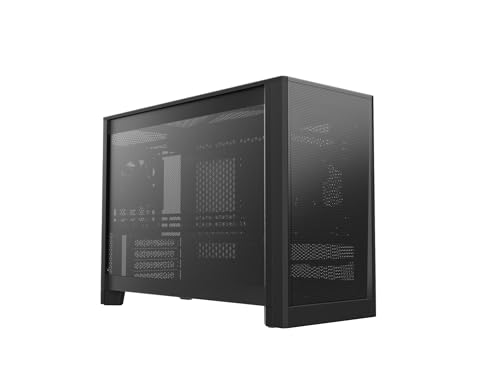 MONTECH Ten 22.7L Micro ATX 、空気、液体、SFFビルド用の高エアフローモジュラーメッシュシャーシ、360mmラジエーターサポート、リアファン付き、ブラック(TENB)