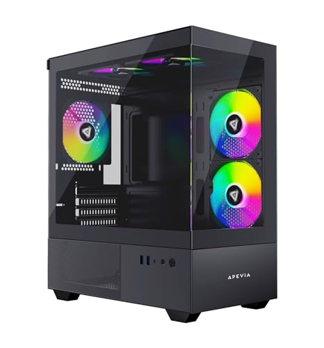 【並行輸入品】 Apevia (アペビア) Phantom-BK Phantom Micro-ATX デュアルチャンバー ゲーミング 120mm ARGBファン5個付き 366RGBモード