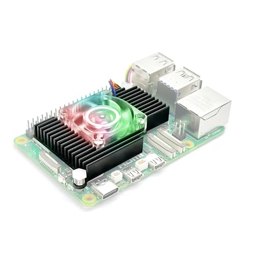 ElectroCookie Raspberry Pi 5 アクティブクーラー、CPUヒートシンク、温度制御冷却ファン付き Raspberry Pi 5 (RGB LED) 用