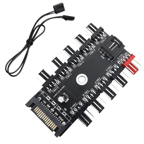 CTRICALVER PWMハブ, CTRICALVER 10 Way 12V 4 PINマザーボードPWMファンスプリッター, SATA/IDE ポート付き、コンピュータ ケース 4 ピンまたは 3 ピン冷却ファン用 M307