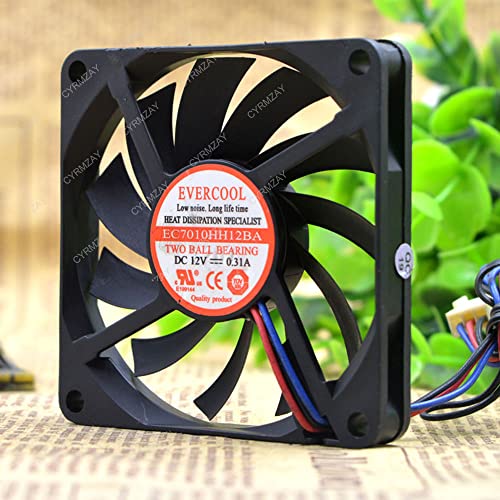 CYRMZAY 互換性があります EVERCOOL EC7010HH12BA 12V 0.31A 3-Wire 7cm 7010 冷却 ファン A90L43290LM