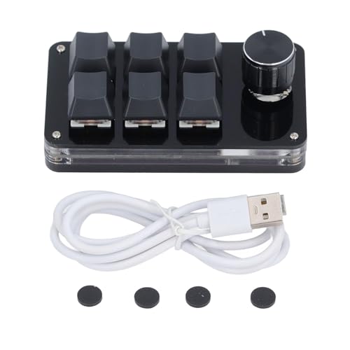 Walfront メカニカル ゲーミングキーボード プログラム可能 マクロパッド ミニ USB キーパッド 片手用 6キー 1ノブ PC ノートパソコン コンピューター用