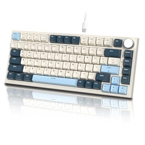 MAMBASNAKE ×ATTACK SHARK K85 ラピッドトリガー 搭載 有線 75% RGBPBT カラー マッチング ゲーム メカニカル キーボード ー 磁気メカニカルゲーミングキーボードゲーミングキーボード ストローク調整可 pbt キーキャップ TKL ゲーミング US 配列 82キーアンチゴースト ガスケット構造 専用メディアコントロールアルミニウム合金ノブ ケーブル- ブルー