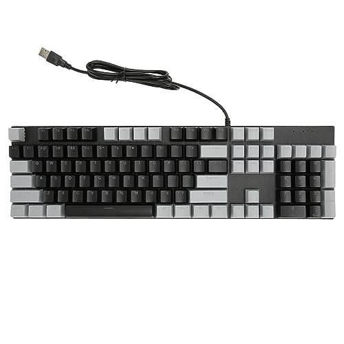 JUNENTER 104キー フルサイズ 有線メカニカルキーボード、USB有線ゲーミングキーボード、テンキー付き レッドスイッチ Windows用、ゲーマー タイピスト オフィス ホーム用 (ホワイト グレー)