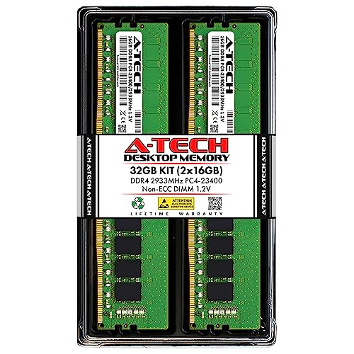 A-Tech 32GB キット (2x16GB) RAM ASUS ExpertCenter D9 SFF D900SA デスクトップ用 | DDR4 2933MHz PC4-23400 DIMM 1.2V 288ピン ノンECC UDIMM メモリアップグレード