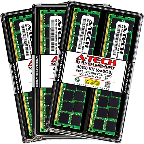 A-Tech 48GB キット (6x8GB) RAM Apple Mac Pro 2009年初期 2010年中期 2012年中期 (8コア 12コア) | DDR3 1333MHz PC3-10600R ECC RDIMM 2Rx4 1.5V 240ピン レジスタードDIMMメモリ アップグレード