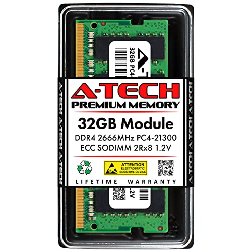 A-Tech 32GB キット (2x16GB) RAM Synology RackStation RS1221RP+ NAS用 | DDR4 2666MHz PC4-21300 ECC SODIMM 2Rx8 1.2V 260ピン メモリアップグレード