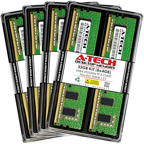 A-Tech 32GB キット (8x4GB) RAM ASUS ROG Rampage VI Extreme Encore用 VI Extreme Omegaマザーボード | DDR4 2933MHz PC4-23400 DIMM 1.2V 288ピン ノンECC UDIMM メモリアップグレード