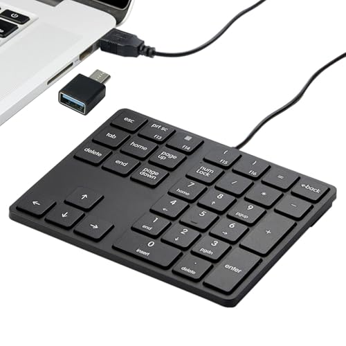 Levieny テンキー【有線 USB+Type-C 両対応】34 キー 薄型 ショートカットキー付き 片手操作 外付け数字キーボード Windows/Mac/iPad/iPhone/ノート PC 対応 経理・事務・在宅ワーク・会計作業向け ブラック 34key