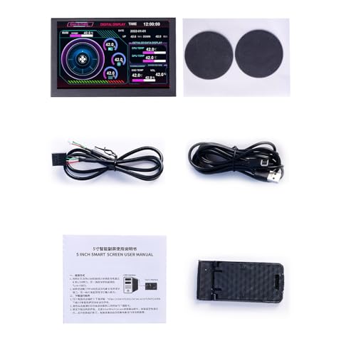 DAGIJIRD IPS USB ミニ画面、5 インチ IPS TYPE C 二次画面 PC CPU データ表示モニター DJJPD440900002