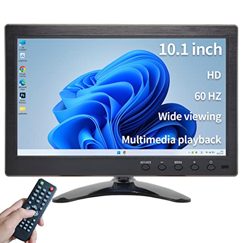 Qcvoruno 10.1インチセキュリティモニター&ディスプレイ、1024×600解像度、HD/BNC/AV/VGA/USB入力、内蔵デュアルスピーカーポータブルLCDモニター、ゲームCCTV、PC、DVD、デジタル一眼レフに最適 QC101A