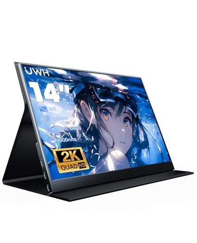 UWH 14 インチ 2K ポータブルモニター3：2 2160×1440P TYPE-C HDMI USB HDR 100%sRGB パソコン・スマホ・PS4・PS5・XBOX・SWITCH 等に対応 スピーカー内蔵 マグネット式プラスチック保護ケース付き U-P142