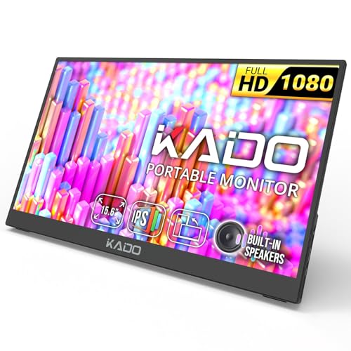 Kado 15.6インチ FHD ポータブルモニター ノートパソコン用 1080p セカンドディスプレイ IPS 1920x1080 45W 逆充電 HDMI USB-C ノートパソコン スクリーンエクステンダー キックスタンド PC Mac Dex タブレット Xbox PS4/PS5 Switch用 K165W-FP2T1