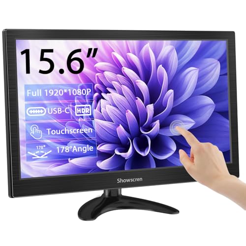 Showscren 15.6インチ タッチ対応 コンピューターディスプレイ、1920x1080P フルHD解像度、IPS/HDMI/USB-C搭載、HDR対応、スピーカー内蔵 YG-156-Touch-YueYaDiZuo