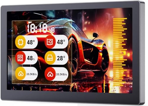 TUOPUONE 7インチ USBモニター AIO 液晶画面 解像度1024x600 PCケースセカンダリ画面/デスクトップRGBアンビエントスクリーン IPSパネル 音楽スペクトラム分析機能付き Type-Cインターフェイス ブラック 7inch USB Monitor B (Black)