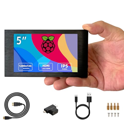 VIEWMEI 5インチ IPS 小型 Hdmi モニター 1280 x 720 ミニ液晶画面 ポータブルディスプレイモニター ミニTVボックス、PCラップトップ用 Raspberry Pi Jetson Nano DIY PCケース CPU GPU セカンダリモニターパネルに対応 VW050HD01