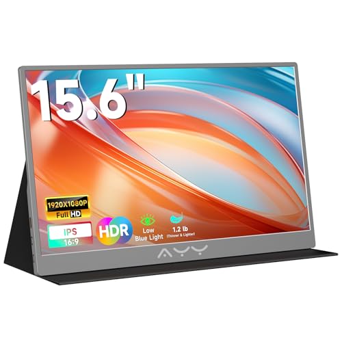 memzuoix 15.6インチ FHD 1080P ポータブルモニター|セカンド外部|100% sRGB|USB-C+HDMI PS5/Switch|VESAマウント|内蔵スピーカー | グレー A156C2H