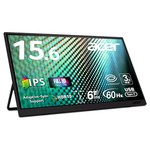 Acer モバイルモニター 15.6インチ タッチディスプレイ フルHD IPS 60Hz 6ms(GTG) 非光沢 700g PM161QTA1bmiuux