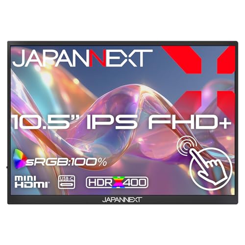 JAPANNEXT 10.5インチ IPSパネル搭載 5点マルチタッチ対応 フルHD+(1920×1280)解像度 モバイルモニター JN-MD-IPST105FP miniHDMI USB-C sRGB:100% HDR400相当 スマートケース付き 【2年保証】