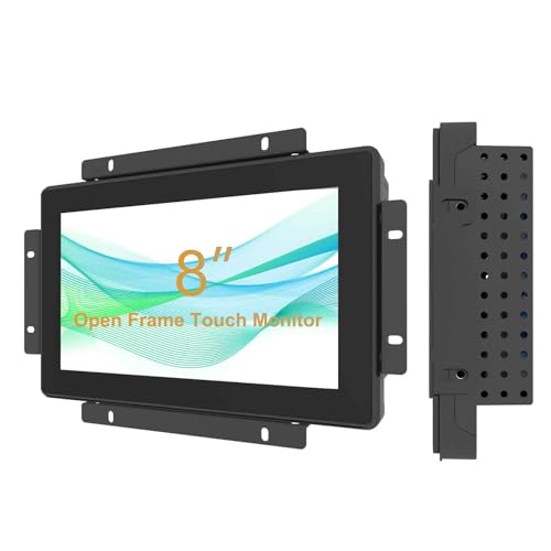 Senisway 8インチ産業用タッチモニター 10ポイント埋め込みオープンフレームモニター 1024 x 600 @ 60Hz TFT LCD キオスク、ATM、自動販売機に最適 S-080CX-1