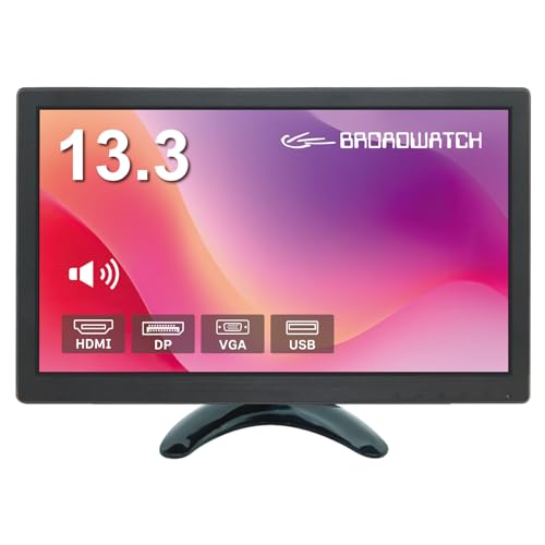 Broadwatch ポータブルモニター 13.3インチ 1920×1080PFHD HDMI VGA AV等 BNC VESA対応 USBポート VESA対応 スピーカー内臓 壁掛け 軽量 国内サポート （13インチ / HDMI VGA AV等 BNC USBポート/ノングレア） LCD-013