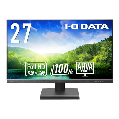 アイ・オー・データ IODATA モニター 27インチ 100Hz AHVAパネル 非光沢 ブラック (HDMI×1/DisplayPort×1/スピーカー付/VESA対応/土日サポート/日本メーカー) EX-D272SA