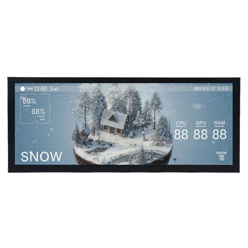 Kelvix 12.3インチLCDモニター、簡単なビジュアル編集とコンピュータシャーシのセカンダリスクリーンミキシングコンピュータモニター用の一本のケーブル接続付き