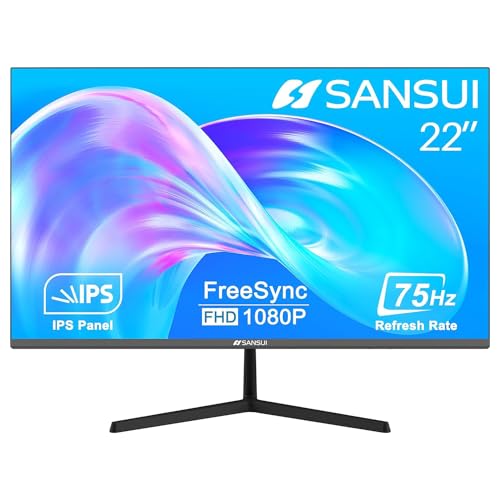 SANSUI モニター 22インチ IPS 75Hz FHD 1080P HDMI VGAポート コンピューターモニター 超薄型 チルト 調節可能 VESAマウント 178°広視野角 - 究極のホーム&オフィスビジュアルアップグレード (ES-22X3) EEMONITORIPS1K75HZ22V4