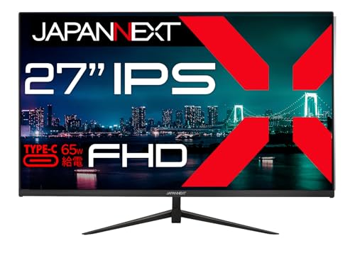 JAPANNEXT 27インチ モニター フルHD 1920x1080解像度 IPS ディスプレイ (/ USB-C 給電 (65W) / スピーカー内蔵/ブルーライトカット) JN-IPS27FHD-C65W