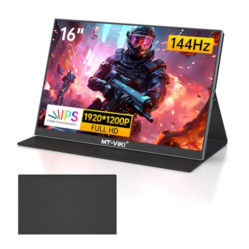 MT-VIKI モバイルモニター 16インチ 144Hz ゲーミングモニター 1920x1200 16:10 ポータブルモニター IPSパネル 超軽量600g 薄型HDR G-SYNC/Freesync対応Windows/Mac/Switch/PS5/スマホ対応 保護カバー付 MT-LDP4