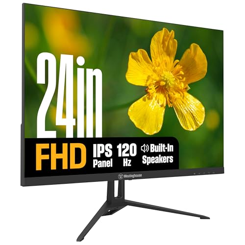 Westinghouse 24インチモニター、1080pフルHD IPSコンピューター画面、120Hzリフレッシュレート、1ms応答、HDR、アダプティブ同期、内蔵スピーカー、HDMI、DP、ゲーム&ホームオフィス(2025年モデル) WH24FA9600