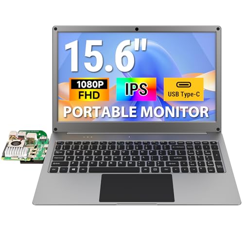 Elecrow 15.6インチ ポータブルモニター キーボード付き Lapdockディスプレイ 内蔵バッテリー&RPi5アダプター付き 1080P FHD IPS USB C コンピューターモニター Raspberry Pi、PC、電話、Mac、ゲームコンソールに対応 DLC44156D-001-CRV12414P