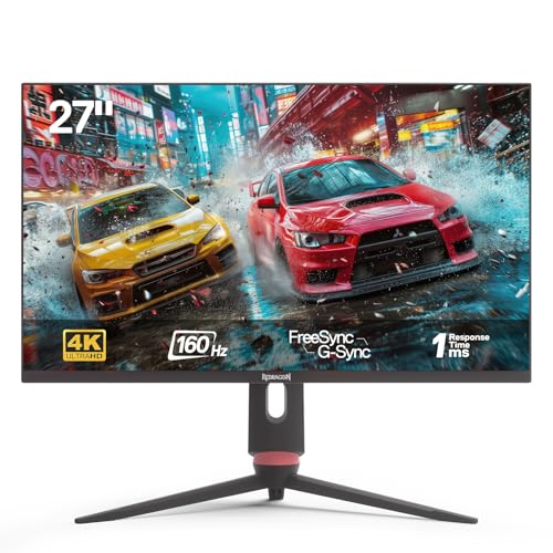 Redragon 27インチ 4K フラットゲーミングモニター - Mini-LED UHD 3840x2560 160Hz 1ms 応答時間 FreeSync Premium & G-Sync互換性 105%NTSC チルト調整可能 HDMI/DP/Type-C対応 VESAウォールマウント GM27FMU