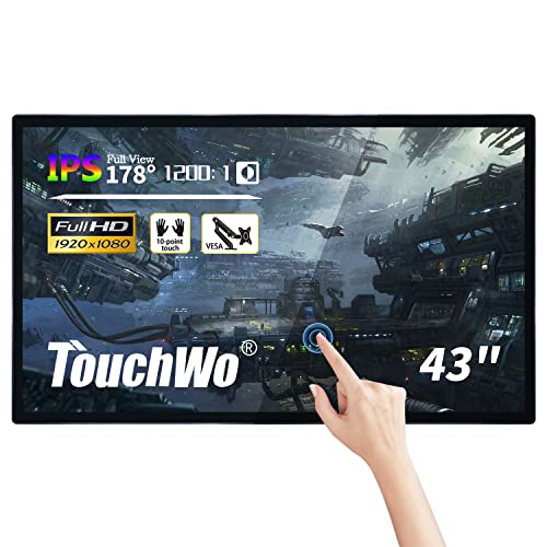 TouchWo 43インチ静電容量式タッチスクリーン 1920x1080 16:9 ディスプレイ 産業用モニター HD-MI/VGA/USB ポート 教育会議用 HD430T