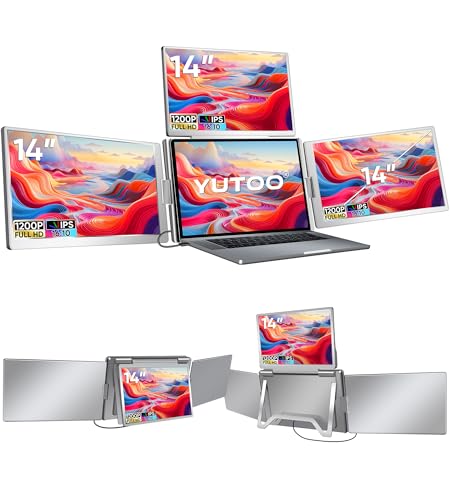YUTOO 4画面ノートパソコンモニターエクステンダー | M1 M2 M3用 | 1200P FHD IPS 4スクリーンモニター ノートパソコン用 12~18インチ | クアッドスクリーンエクステンダーディスプレイ MacBook/Windows/Switch/PS5用 | ケーブル1本 | ドライバーの必要性 S780