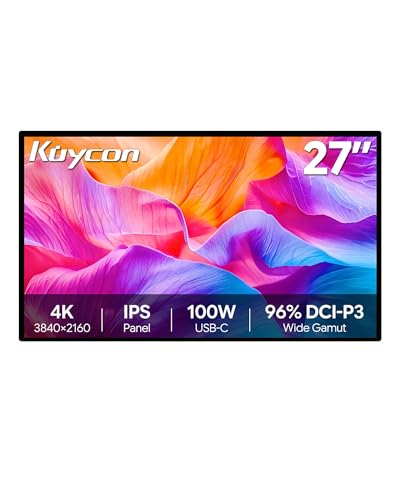 Kuycon P27G 27インチ FHD (3840×2160) 4Kモニター、IPS、10億7000万色、sRGB 99%、HDR、コントラスト比 1200:1、視野角 178° (ハニカム - スタンドなし) A-P27G
