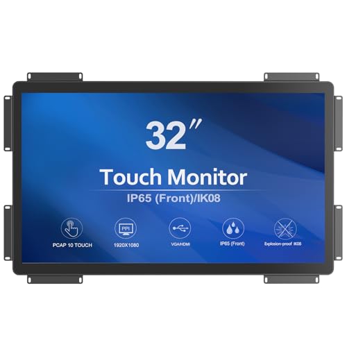 GreenTouch 32 インチ 10 ポイント PCAP オープン フレーム タッチ スクリーン 産業用 LCD ディスプレイ モニター HDMI+VGA+DVI ビデオ ポート GT-TM3202C